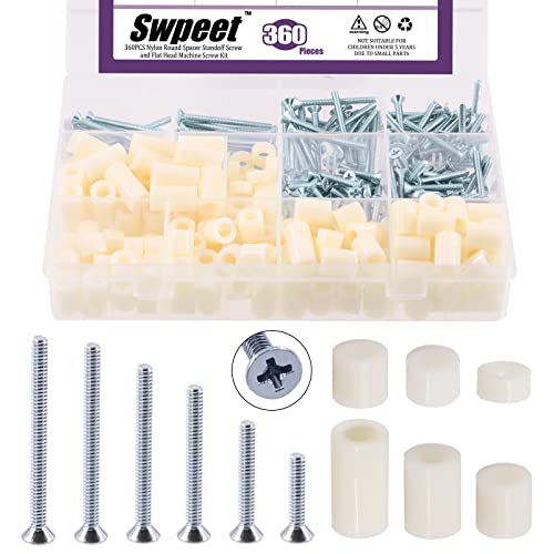 Avstandsstykker og distanser | Swpeet 36Pcs Nylon Runde Spacer Standoff Skrue Muter Og Flat Hode Phillips #6-32 Elektriker Maskinskrue Utvalg Kit Perfekt For Skrue Prototyping Avstandsstykker og distanser Avstandsstykker og distanser