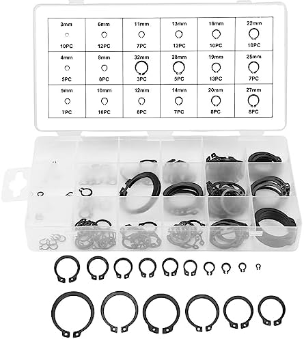 Beholdningsringer | 150 stk svarte C-klips snap-ring butikk assortert 3 mm – 32 mm indre ytre lås snap-beholdningsring circlip for industrielle festemidler 18 størrelser med boks Beholdningsringer Beholdningsringer