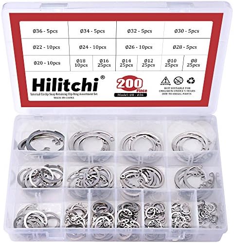 Beholdningsringer | Hilitchi 2-Pcs [15-Størrelse] Intern Sirkulær Snap Beholdningsklips Ring Assortiment Sett – 34 Rustfritt Stål Beholdningsringer Beholdningsringer