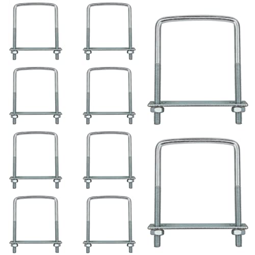 Bolter | 1 stk firkantet U-bolt 3-1/4 tommers indre bredde, galvaniserte stål firkantede tilhenger U-bolter, firkantede bøyd U-bolter, U-klemmer, justerbar lengde: 45 mm – 1 mm (1-3/4 – 4 tommer) Bolter Bolter