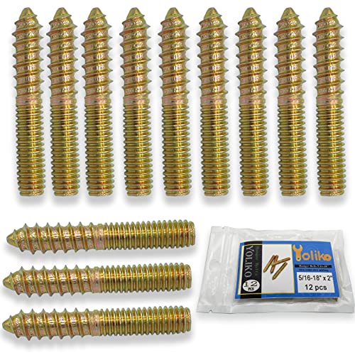 Bolter | 12 Pakke 5/16-18 X 2 Tommer Hengerbolter 5/16-18″ Dobbelthodede Bolter 5/16 Trepluggscrews Selvborende Skruer Hengerbolter For Møbler Skruer Dobbeltskruetråd Stenger Bolt 5Mm Lengde Bolter Bolter