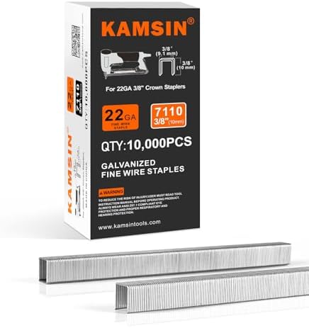 Heftemidler | 22 Gauge Galvanisert Fintråd Stifter 3/8" (9Mm) Krone 3/8" (10Mm) Benlengde 71 Serie Stifter Polstring Stifter For Polstringsstiftpistol, Stoff, Skap 10.000 Per Boks (1 Boks) Heftemidler Heftemidler