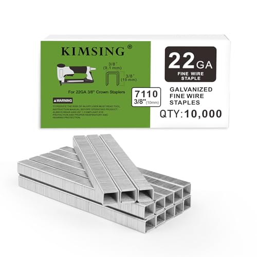 Heftemidler | Kimsing 22 Gauge 71 Serie 3/8-Tommers Krone 3/8-Tommers Benlengde Galvaniserte Møbelstifter 1, Fine Tråd Stifter, Festemidler for Heftemaskin, Heft gun (1 Eske) Heftemidler Heftemidler