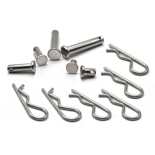 Nåler | 12 stk M8 Clevis Pin og M3 X 60 R-formet Splint Assortiment Kit, 304 Rustfritt Stål Enkelt Hull Flat Hode Pin Splint Hårnål for Krok Pin Lås Systemer Nåler Nåler