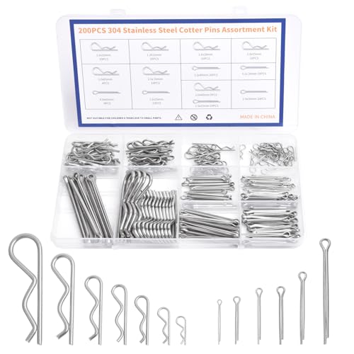 Nåler | Kotterpin Assortimentsett – 200 Pcs Hardware Pins Sett, 304 Rustfritt Stål Kotter Pins, 13 Verdier Carter Nøkkel Pins, Split Pin Festeklips, Rett Hårnål (13 Størrelse – 200 Pcs) Nåler Nåler