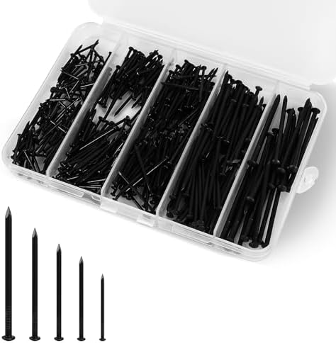 Negler | 5 Størrelser Hardware Spiker Assortiment Kit, Flate Spiker For Bilderamme Oppheng, Trespiker, Vanlige Spiker Henge Spiker, Svart, 400 Stk Negler Negler