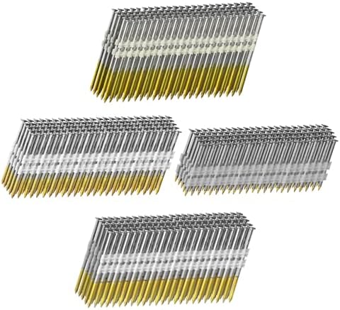 Sammensatte festemidler | 21 Grad Ramme Spiker 1000 Stk, 4 Størrelser (2″+2-1/2″+3.0″ Ring Skaft+3-1/2″ Glatt Skaft), Full Rund Hode Varmegalvanisert, 250 Per Størrelse, Assorterte Størrelser, 20 Til 22 Grad Ramme Spikerpistol Sammensatte festemidler Sammensatte festemidler