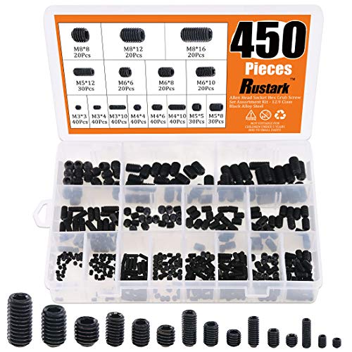 Skruer | 45 stk M3/M4/M5/M6/M8 Insex Hode Sokkel Hex Grub Skrue Sett Assortiment Kit med Intern Hex Driv – 12.9 Klasse Svart Legert Stål Skruer Skruer