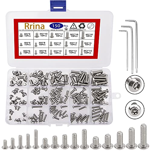 Skruer og bolter assorterte sett | 15 stk 34 Rustfritt Stål Knapphodet Torx Sikkerhetsskruer Motstandsdyktige mot Manipulering, Skruesett Assortiment M3 M4 M5 med 3 Nøkler (T1 T2 T25) Skruer og bolter assorterte sett Skruer og bolter assorterte sett