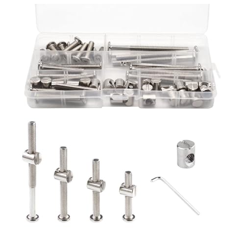 Skruer og bolter assorterte sett | 4 stk babyseng skruer hardware erstatningssett – M6X4Mm/ 5Mm/ 6Mm/ 7Mm/ 8Mm sekskantdrift sokkelskruer fattnøtter assortert sett for senger, hodegavler, stoler og møbler. Skruer og bolter assorterte sett Skruer og bolter assorterte sett