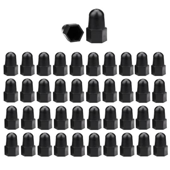 Skruer og Bolter Assortiment Sett | 50 stk heksagon mutterboltdeksler, svart M1017 40 boltkuppelkapper, plast høyere kuppel bolt mutterbeskyttelsesdeksler for bolter, heksagon skruer Skruer og Bolter Assortiment Sett Skruer og Bolter Assortiment Sett