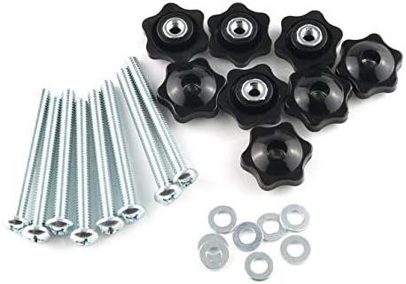 Skruer og Bolter Assortiment Sett | E-Outstanding 8 Sett Svart Knotter Kit 1/4″ Hex Hode Manuell Muttern Med 1/4-2X2-1/2″ Galvanisert Fullgjengede Ytre Bolter Og 1/4″ Skiver Skruer og Bolter Assortiment Sett Skruer og Bolter Assortiment Sett