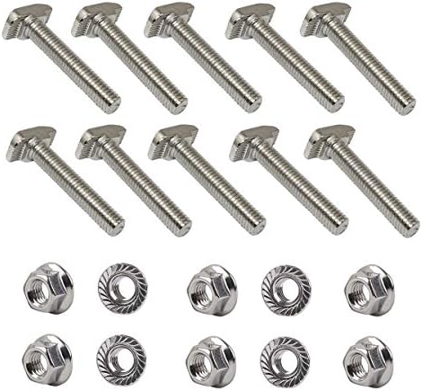 T-Nøtter | 1 stk M5 x 3 mm hammerhodebolt T-skrue, 1 stk M5 sekskantflensmutters sett, karbonstål nikkbelagt for 22-serie standard T-spor aluminiumprofil T-Nøtter T-Nøtter