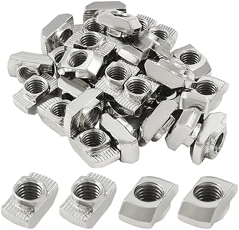 T-Nøtter | 5 stk 4545-serie T-muttere i karbonstål, M8 T-spor mutter med hammerhode, assortert festemutter for aluminiumsprofil T-Nøtter T-Nøtter