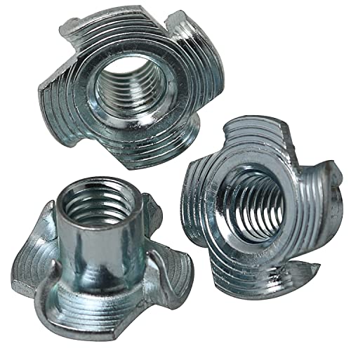 T-Nøtter | M8 X 12Mm T-Nut Fmhxg 2Pcs Sinkbelagt Karbonstål 4 Prong Tee Blindmuttere for Tre, Klatrevegger, Kryssfiner, Møbler, Partikkelplater, CNC Fresing, T-Nut T-Nøtter T-Nøtter