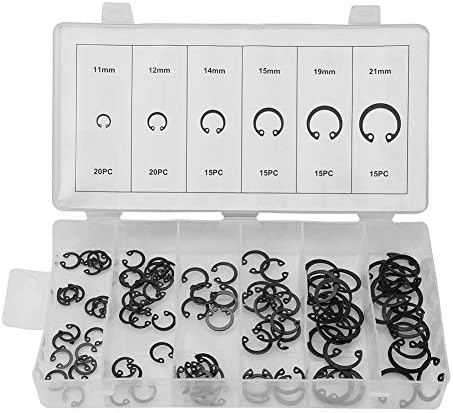 Beholdningsringer | Eksternt Beholdningsringer Utvalg Kit, 100 Stk Snap Ringer Circlip Sett med 6 Størrelser Fra 11Mm Til 21Mm For Sporede Aksler, Stifter, Bolter Og Mer Beholdningsringer Beholdningsringer