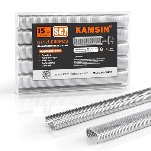 Sammensatte festemidler | Kamsin Sc7 15 Gauge Galvanisert Stål 3/4-Tommers Krone Hog Ringer C Ringer Stifter Hog Ring Stifter 1.000/Pakke (1.000 Pcs (Galvanisert Stål)) Sammensatte festemidler Sammensatte festemidler