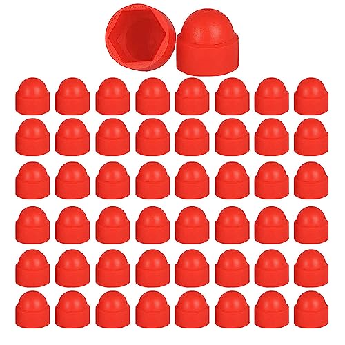 Skruer og Bolter Assortiment Sett | 50 stk. sekskantmutterdeksler, røde M6 boltkuppelkapper, plastkuppelbeskyttelsesdeksler for bolter, sekskantede skruer. Skruer og Bolter Assortiment Sett Skruer og Bolter Assortiment Sett